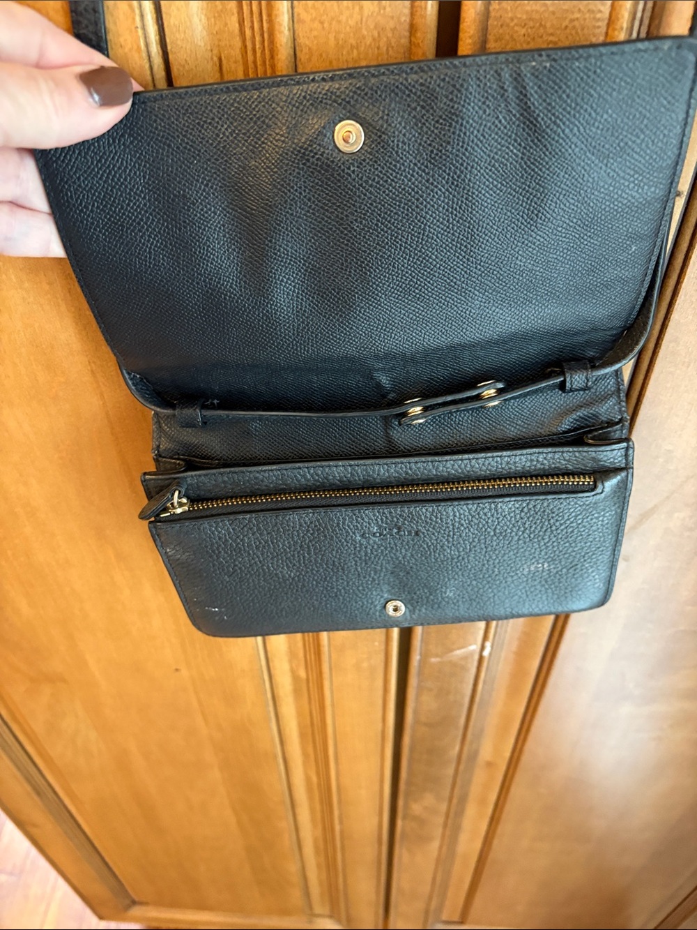 Coach Black Pebbled Leather Crossbody Wallet - Picture 3 of 10